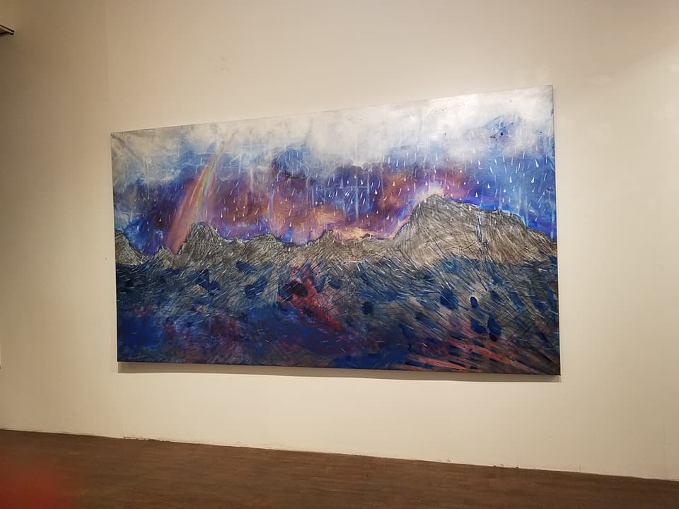 "...and the waters receded." 15'x 5', acrylic, goldleaf